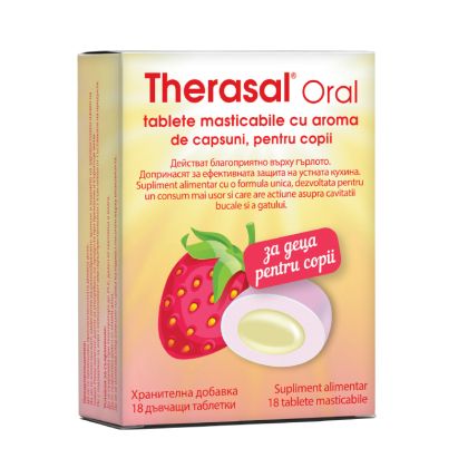 THERASAL ORAL, tablete masticabile pentru copii cu aromă de căpșuni