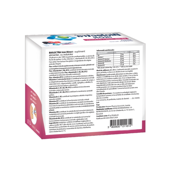 BIOLECTRA Iron Direct, 30 plicuri
