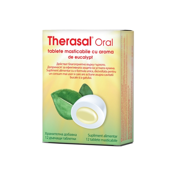 THERASAL ORAL tablete masticabile cu aromă de eucalipt