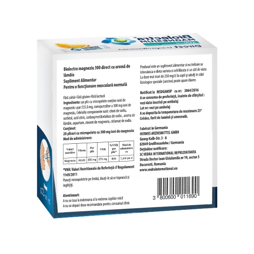 Biolectra Magnesium Lemon 300 mg, 20 plicuri